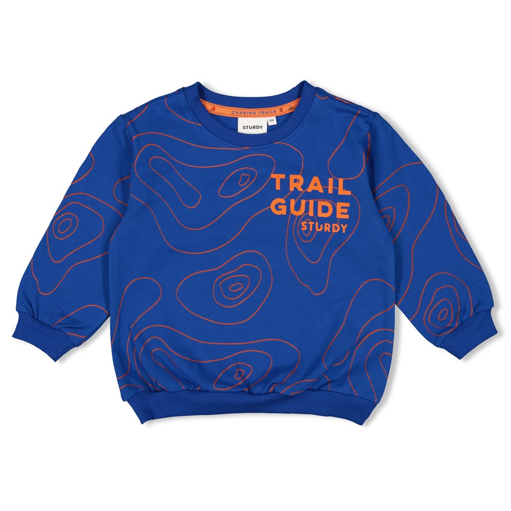 Sturdy sweater aop blauw Chasing Trails