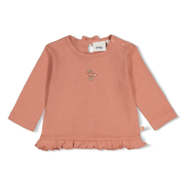 Feetje longsleeve pointelle rib roze Fall in Love