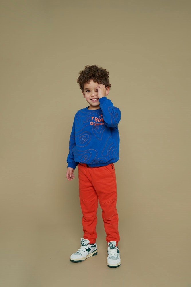 Sturdy sweater aop blauw Chasing Trails