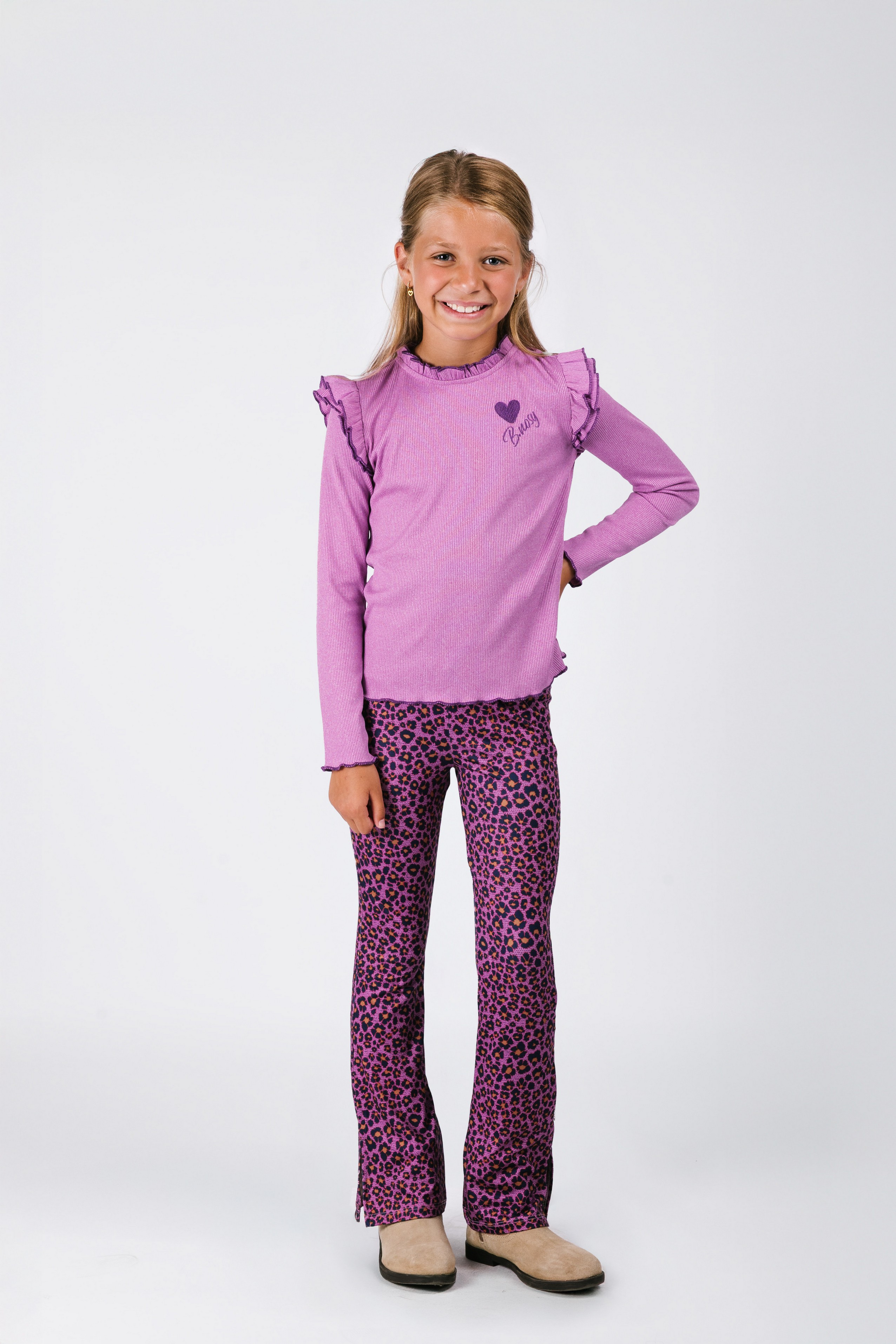 B.nosy girls Tonya top with ruffles violet