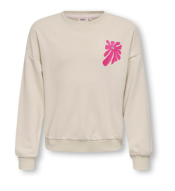 Kids ONLY Karlie loose sweater oatmeel flowers