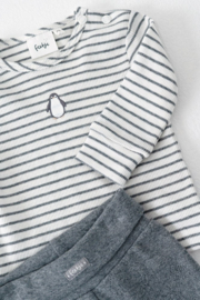 Feetje longsleeve rib met streep Penguin Cuddles