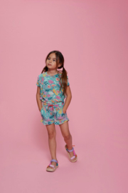 Jubel t-shirt aop jade groen Lazy Lagoon