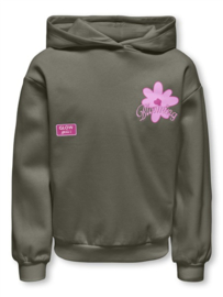 Kids ONLY hoody kogHolla smokey olive bloom