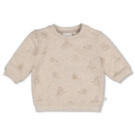 Feetje sweater aop taupe melange The Cuddle company