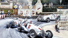 Mercedes-Benz W125 #10 von Brauchitsch/#8 Caracciola/#4 Auto Union Stuck - Monaco Grand Prix 1937