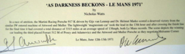 " Darkness Becksons " 12th-13th June Le Mans 1971 - The Record Breaking Porsche 917K