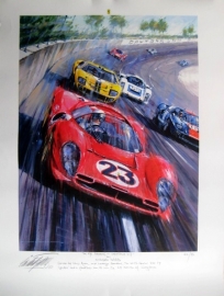 Giclee "On the Banking Daytona 1967" Ferrari 330 P4 - Amon/Bandini