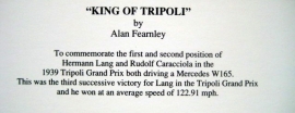 " King Of Tripolis " Tripoli 1939 -  Mercedes-Benz W165 - Lang/Caracciola