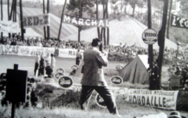 Mike Hawthorn driving the D Type Jaguar at the 1955 Le Mans (Winner)