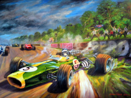 Jim Clark at Home - Silverstone Grand Prix 1965 - Art Print on HV Silk Mc 250 gr/m2