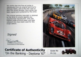 Giclee "On the Banking Daytona 1967" Ferrari 330 P4 - Amon/Bandini