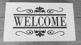 Houten tekstbord "Welcome"