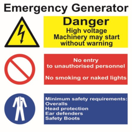Space identification signage - Emergency Generator