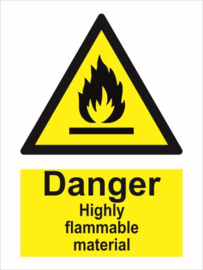 Warning danger highly flammable material