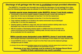 Marpol placard for Crew & Shipboard operations 20x30 cm