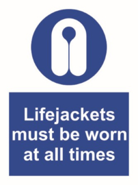 Lifejackets must be worn at all times