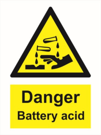Warning danger battery acid