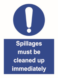 Spillafes must be cleaned up immediately