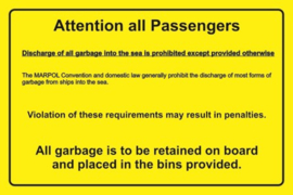 Marpol placard for Passengers 20x30 cm