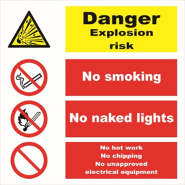 Self adhesive comb.signage - Danger Explosion risk