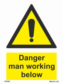 Warning danger man working below