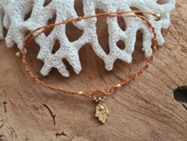 Macramé enkelbandje Hamsa Handje