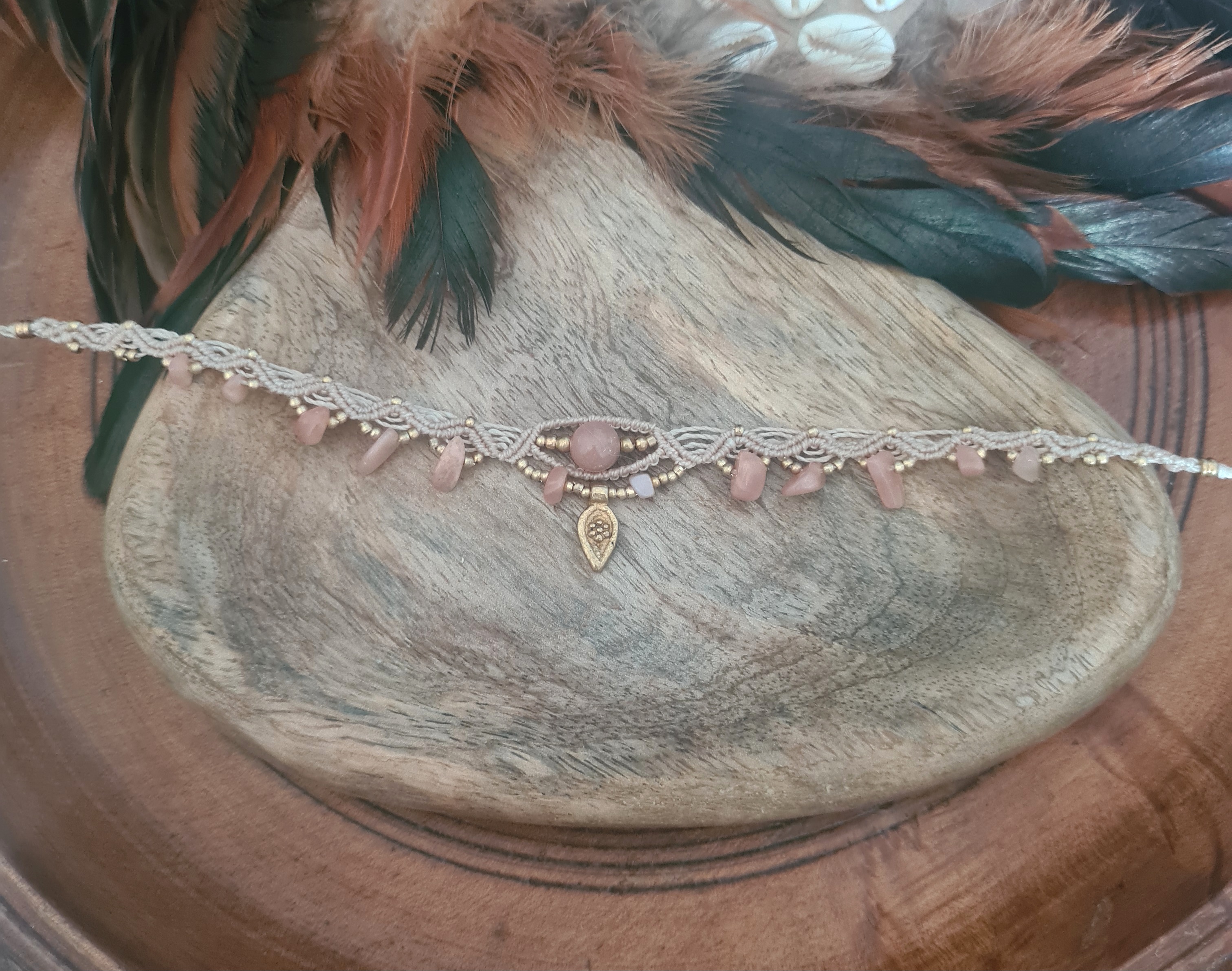 Macramé choker Maansteen