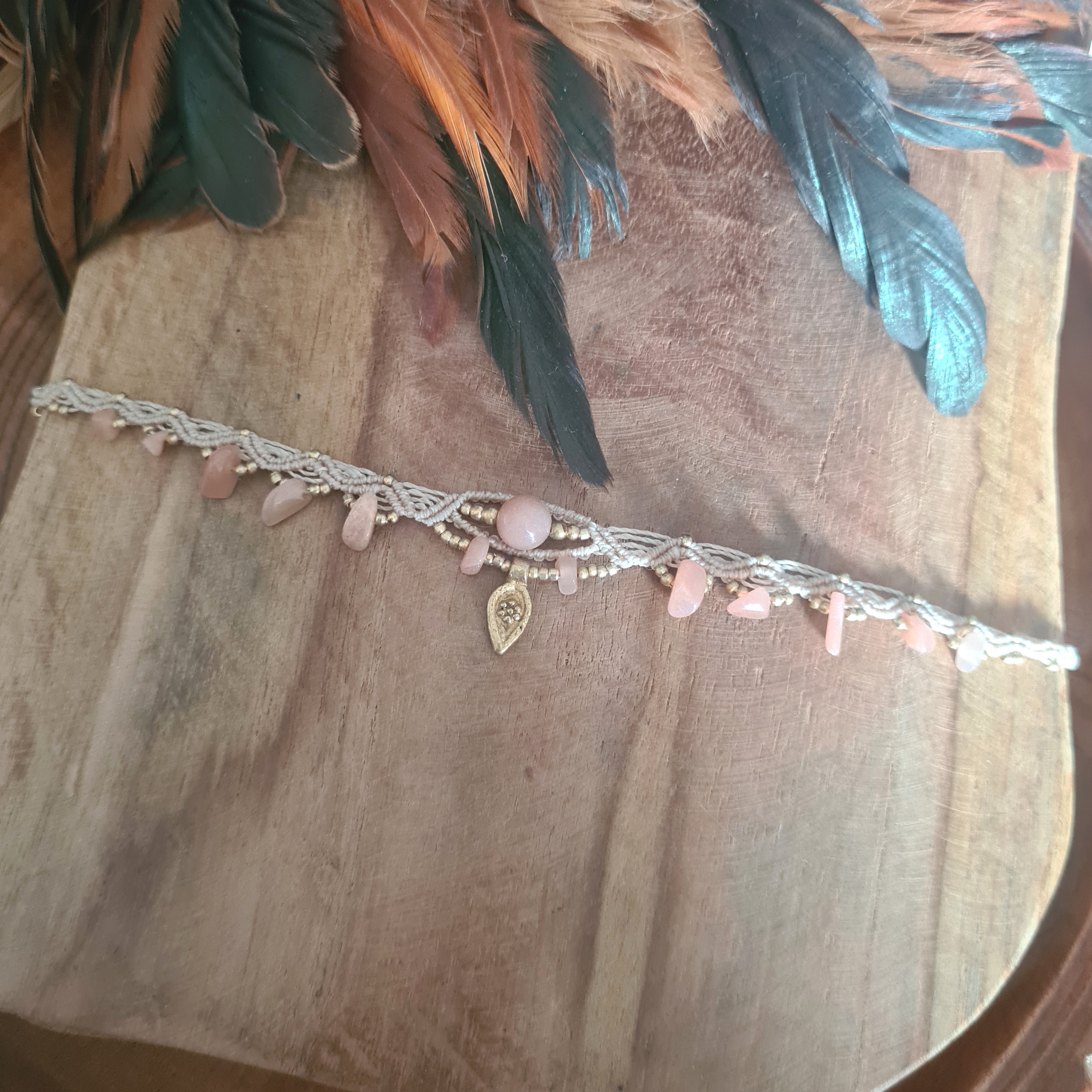 Macramé choker Maansteen