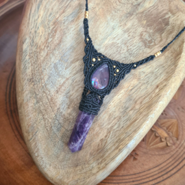 Macramé ketting Amethist
