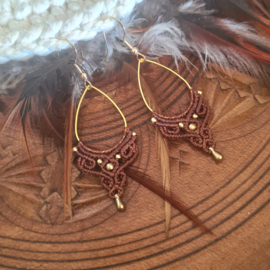 Boho drops oorbellen Goud Bruin