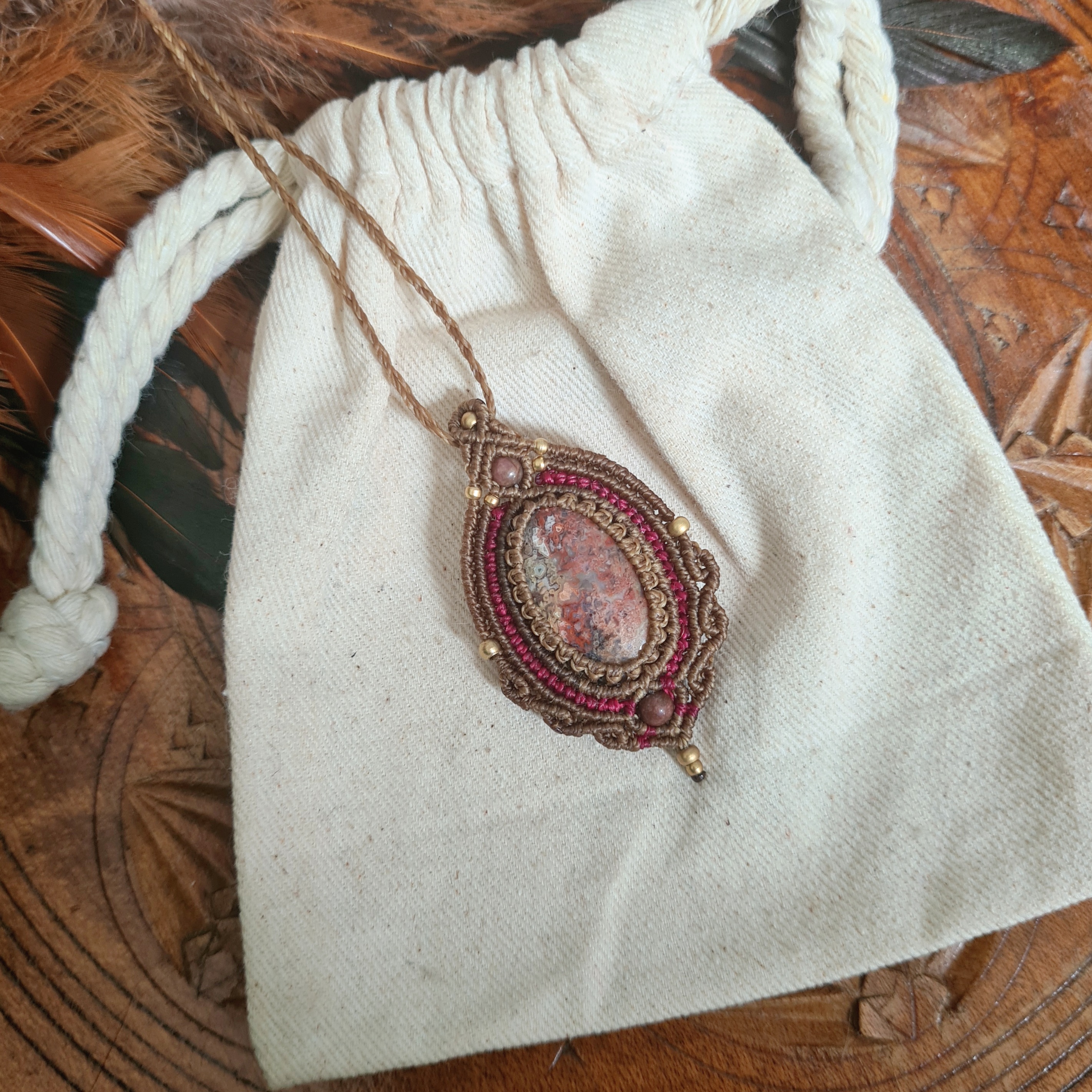 Macramé ketting Crazy Lace Agaat