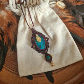 Macramé ketting Chrysocolla