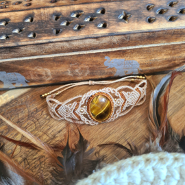 Macramé armband Tijgeroog