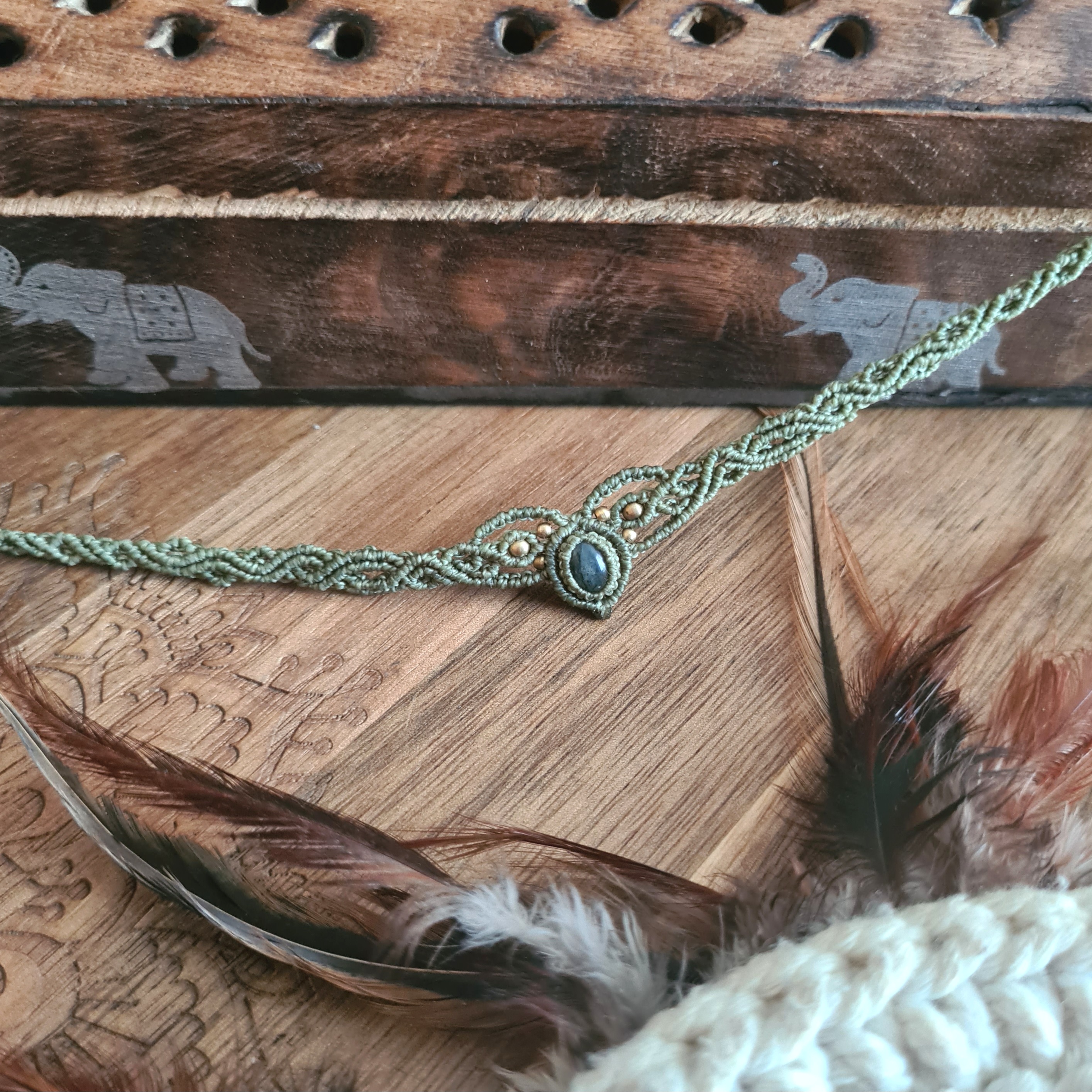 Macramé choker Labradoriet