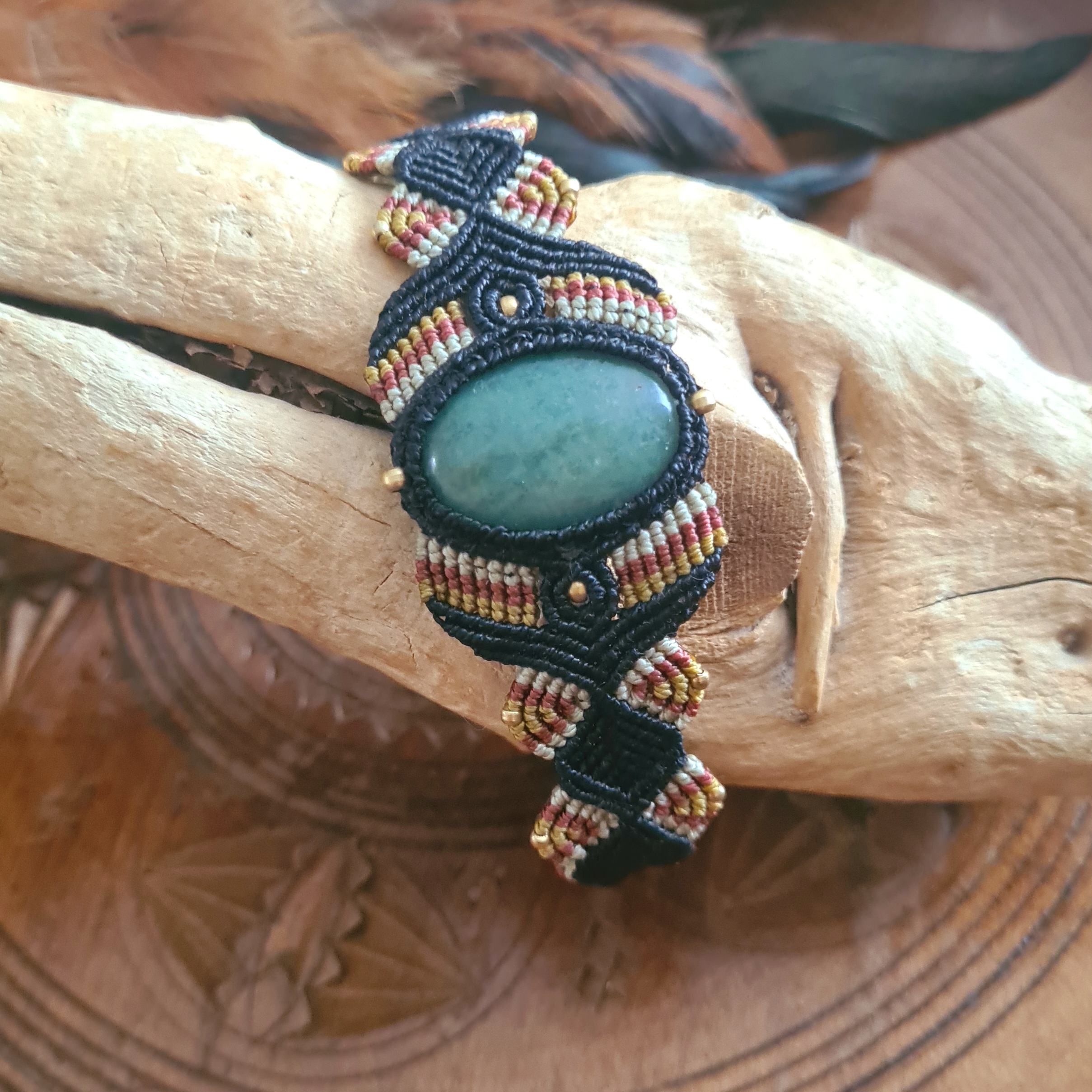 Macramé armband Aventurijn
