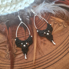 Boho drops oorbellen Zilver Zwart