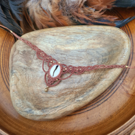 Macramé choker Kauri schelp