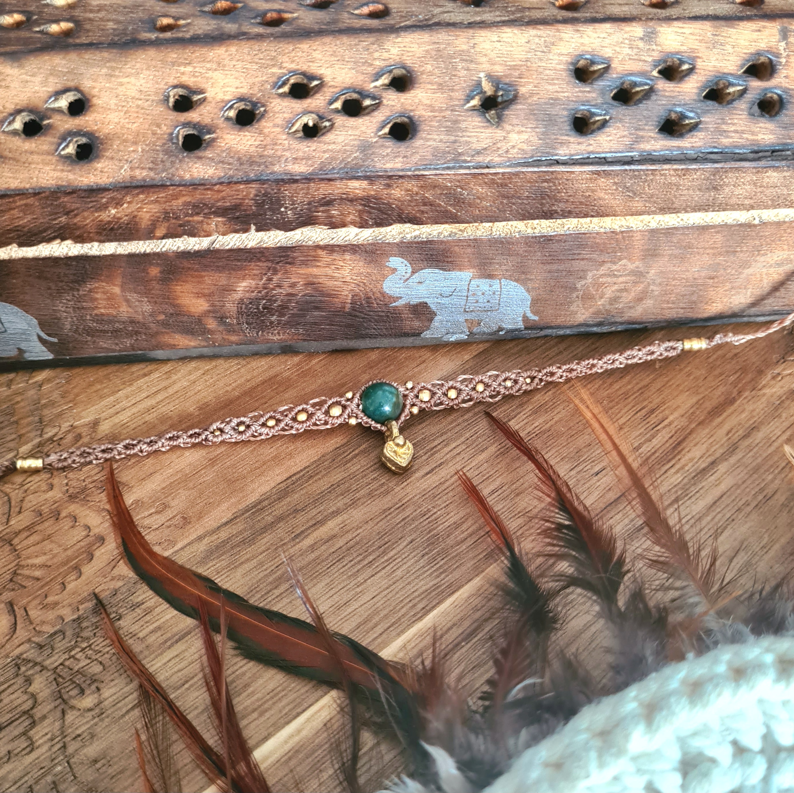 Macramé choker Aventurijn