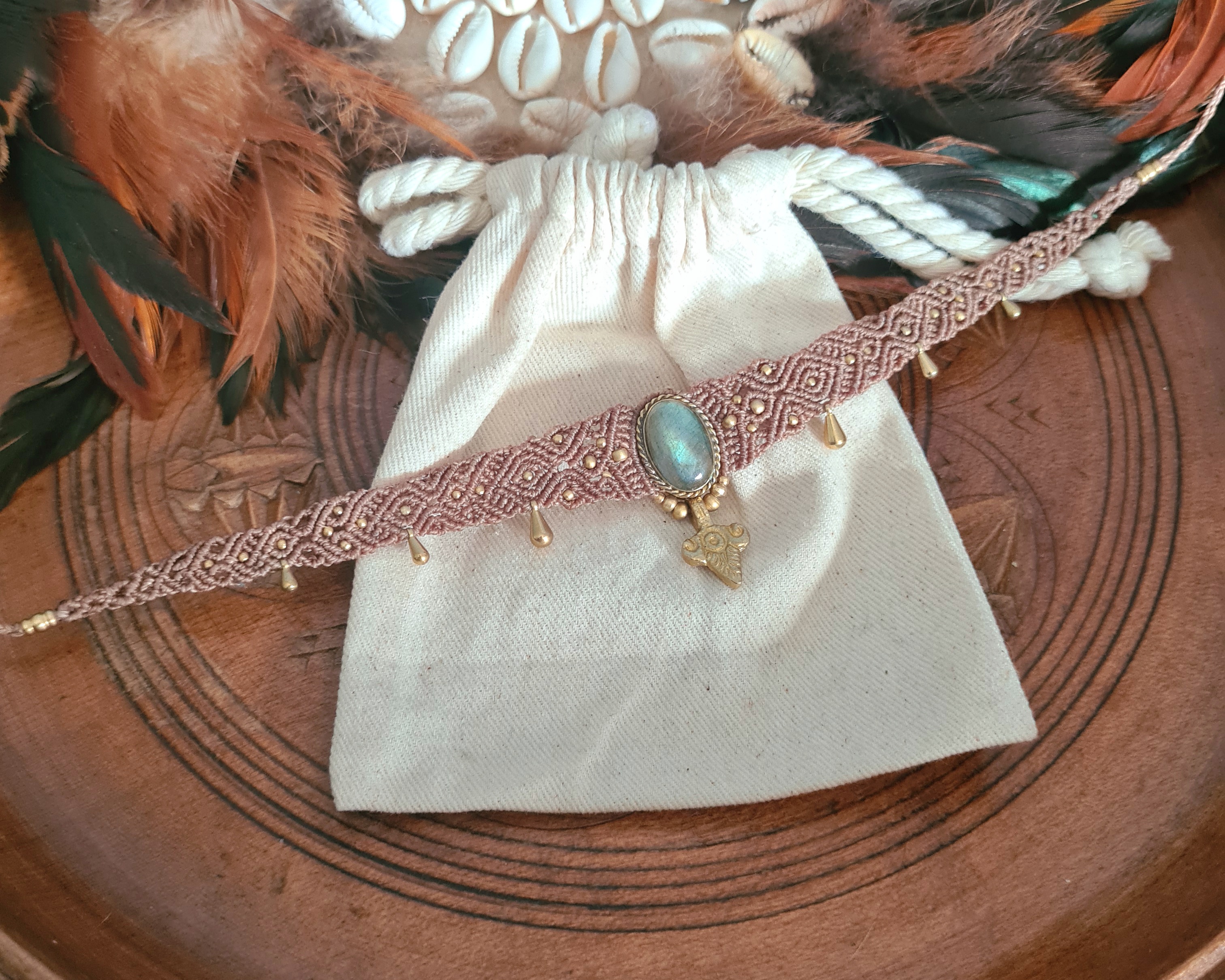 Macramé choker Labradoriet