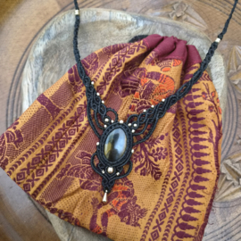 Macramé ketting Tijgeroog