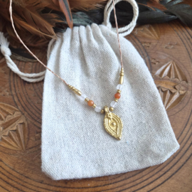 Boho bedelkettinkje Carneool en Jade
