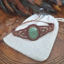 Macramé armband Prase Jaspis