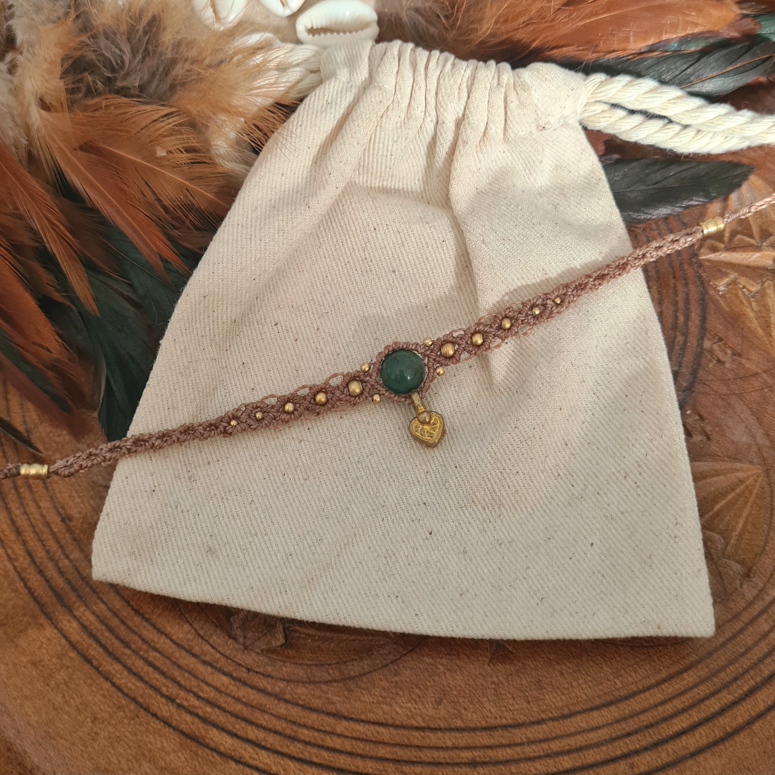 Macramé choker Aventurijn