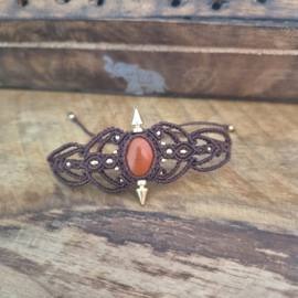 Macramé armband Carneool