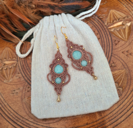 Macramé oorbellen Amazoniet