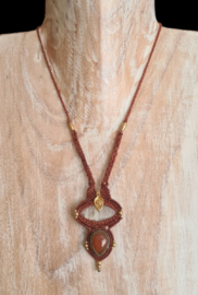 Wrapped stone ketting Zonnesteen en Carneool