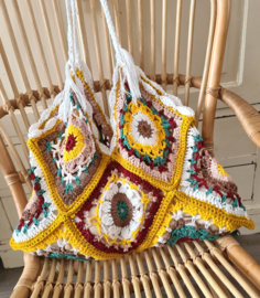 Ibiza strandtas Granny square "Okergeel"