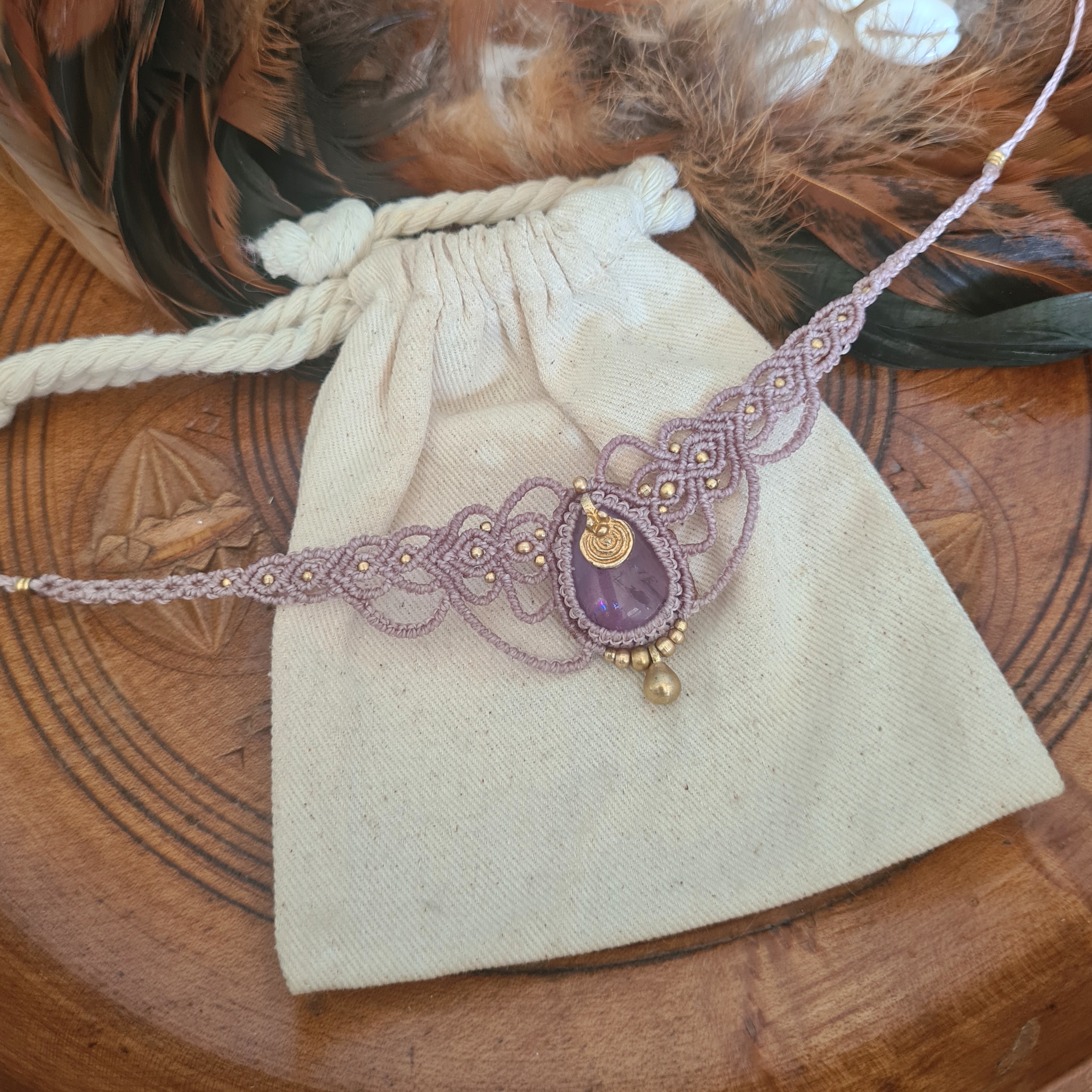 Macramé choker Amethist