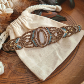 Macramé armband Maansteen